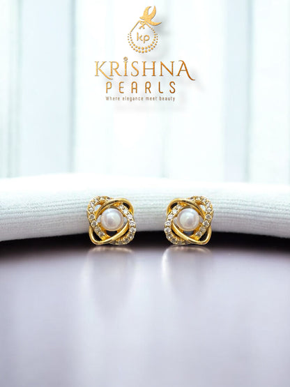 Beautiful Infinity Pearl Studded Earrings