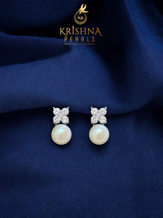 92.5 Post Pin Silver Pearl Studded Earrings