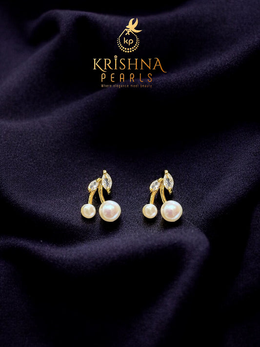 92.5 Silver Post Pin Twin Pearls Earrings