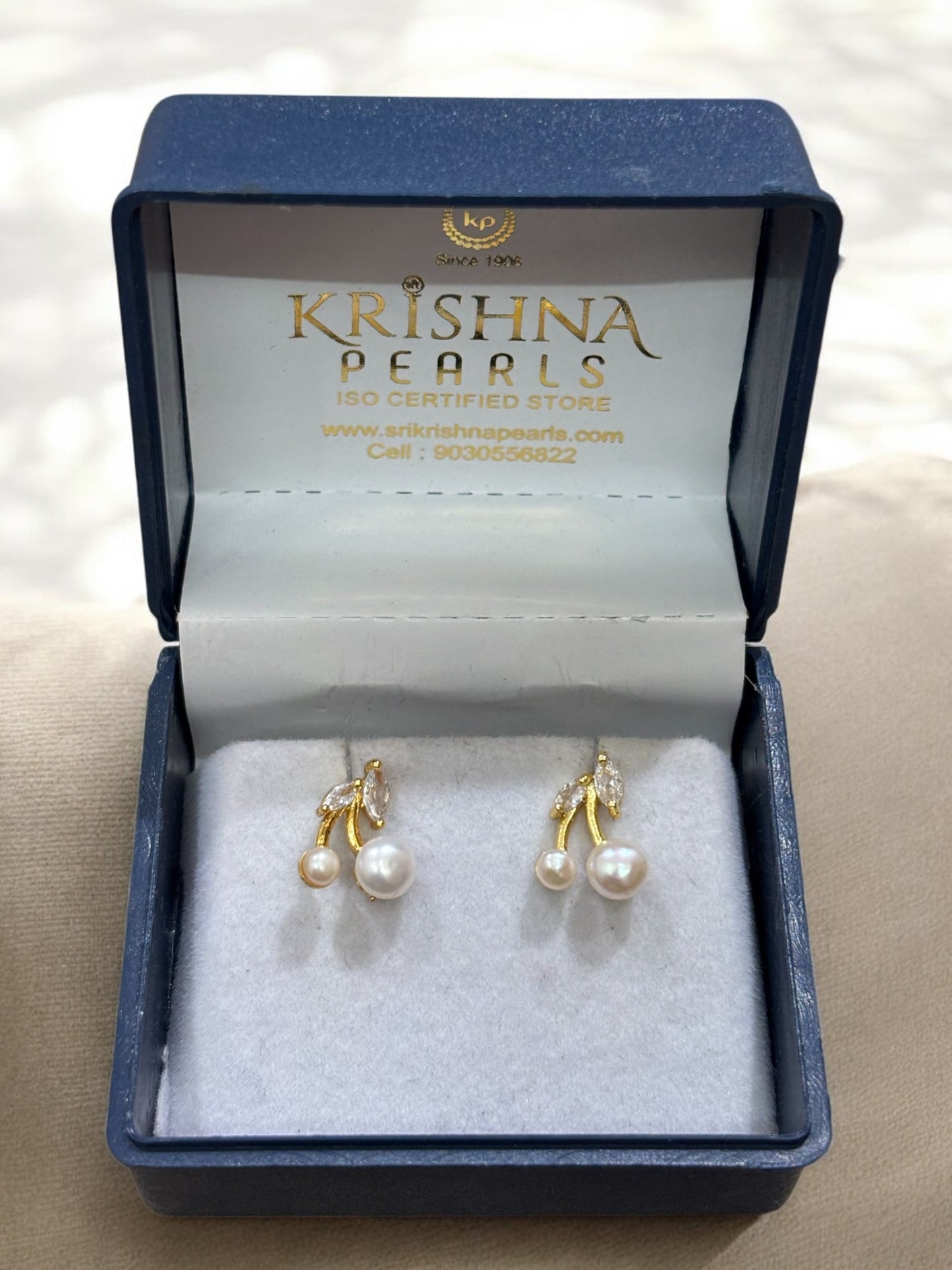 92.5 Silver Post Pin Twin Pearls Earrings