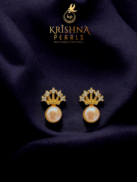 Royal Crown Pink Pearl Studded Earring