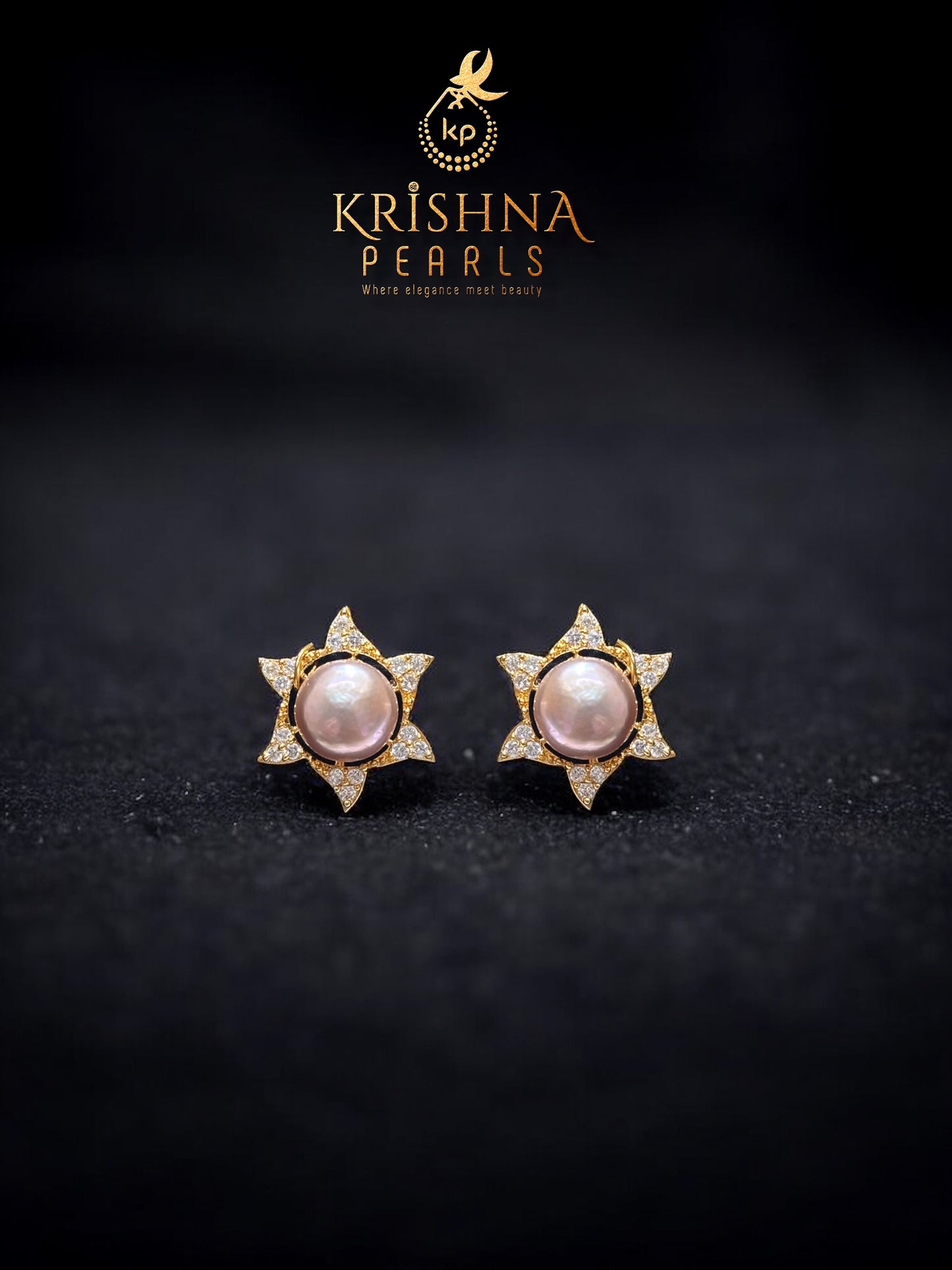 Stellar Grace Pink Pearls Earrings