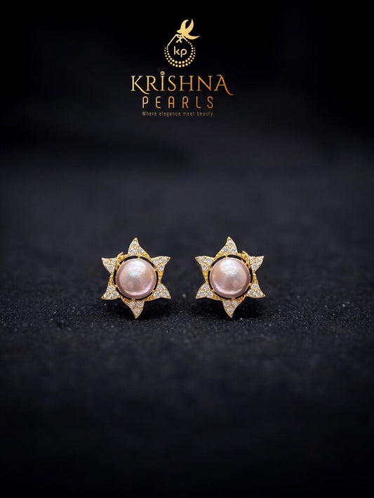 Stellar Grace Pink Pearls Earrings