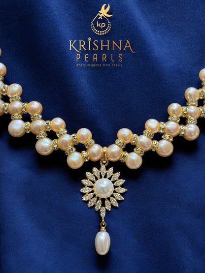 Elegant Button Pearls Necklace Set
