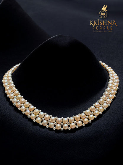 Adorable Pink Button Pearls Necklace Set