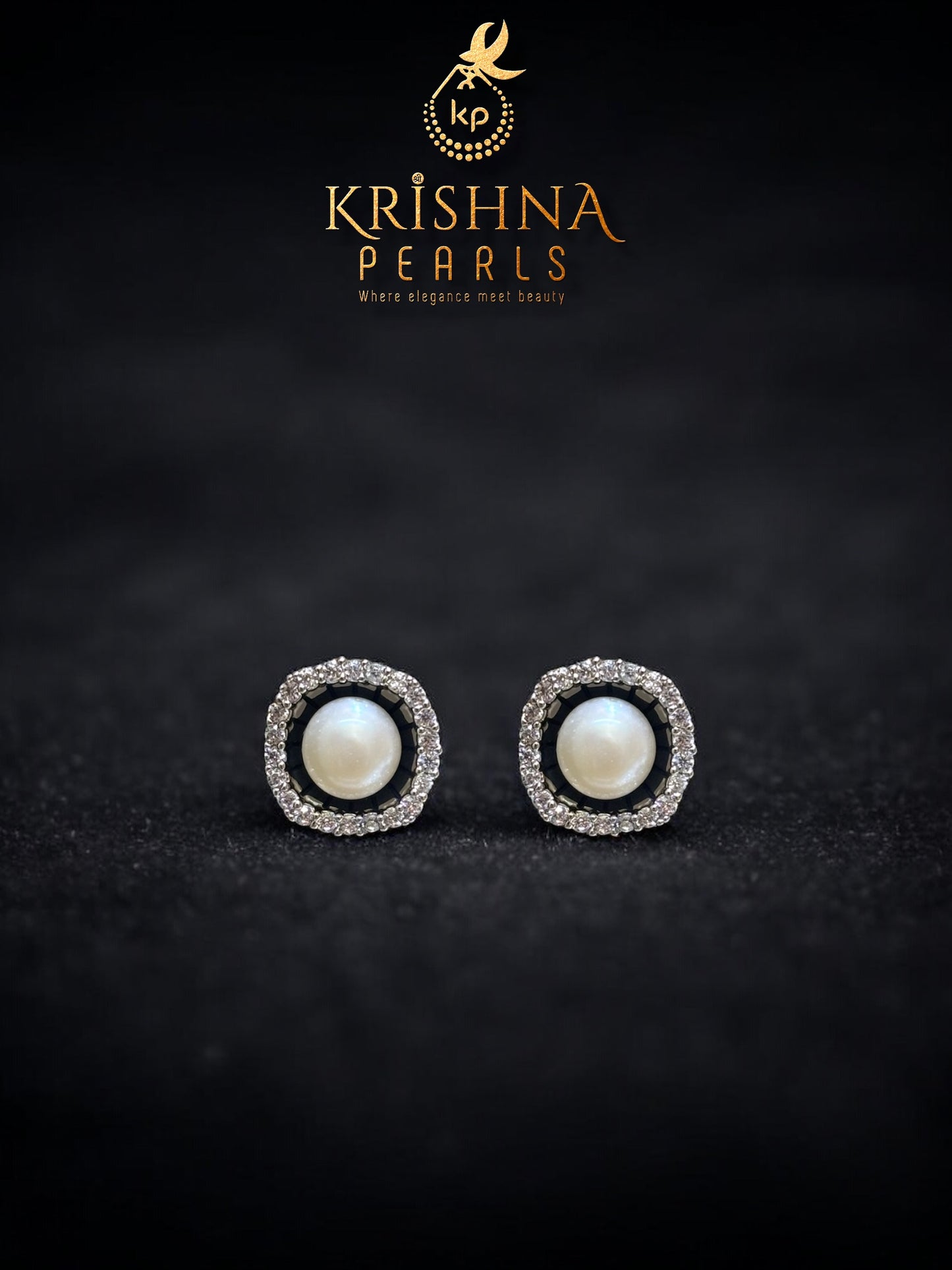 92.5 Silver Post Pin Midnight Aura Pearl Earrings