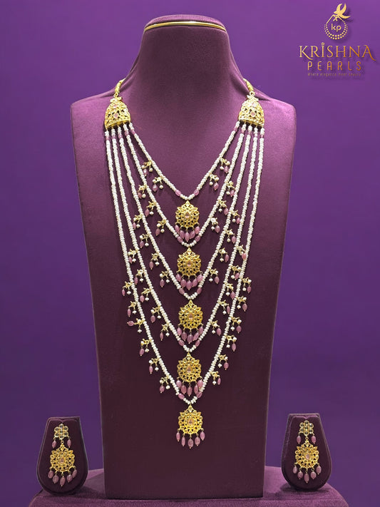 Regal Five Lada Floral Pearl & Ruby Cascade Necklace Set