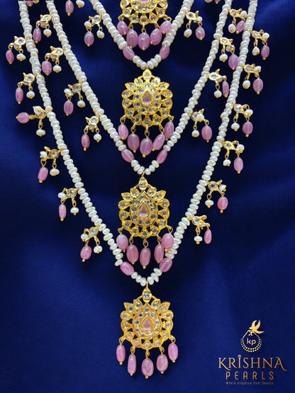 Regal Five Lada Floral Pearl & Ruby Cascade Necklace Set