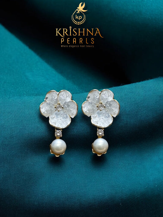 Adorable White Crystals Pearl Studded Hangings