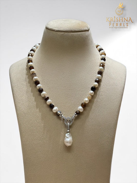 Sulemani Hakik With Detachable Baroque Pearls Locket