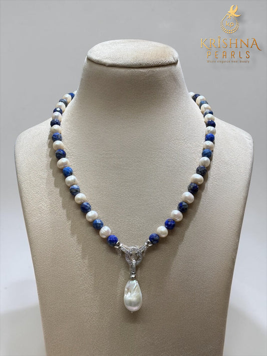Beautiful Pearls & Lapis Lazuli Stones with Detachable Pendant