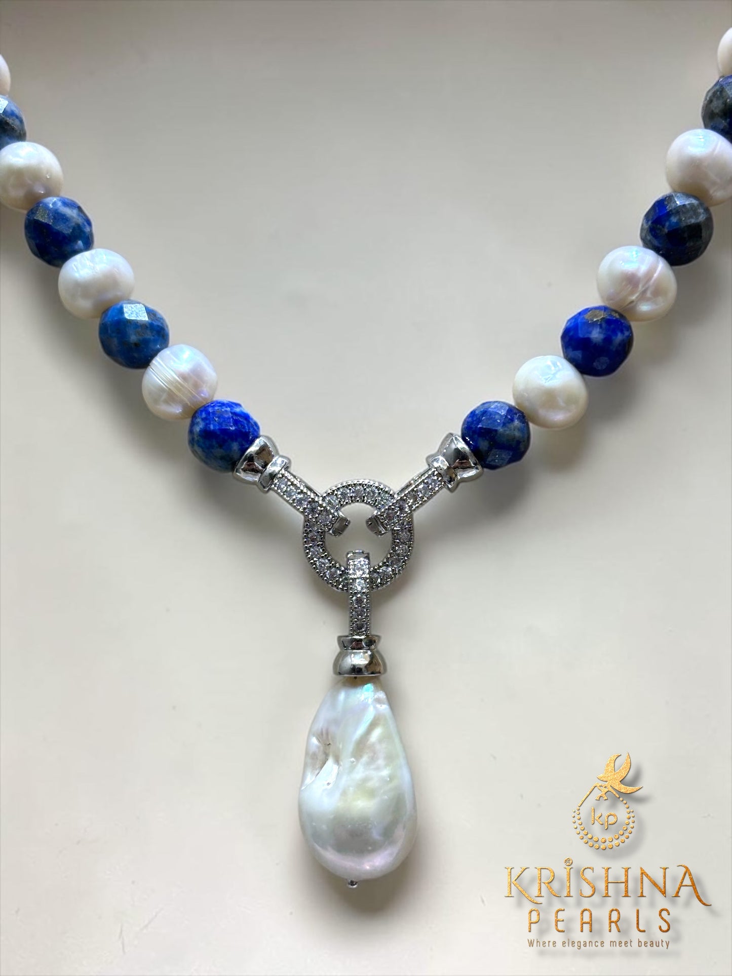 Beautiful Pearls & Lapis Lazuli Stones with Detachable Pendant