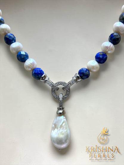 Beautiful Pearls & Lapis Lazuli Stones with Detachable Pendant