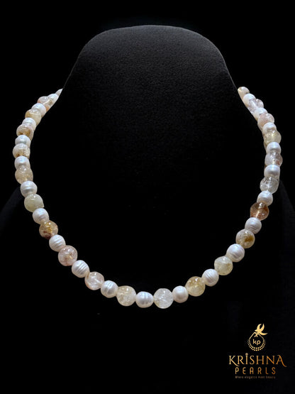 Beautiful Citrine & Pearls Necklace Set