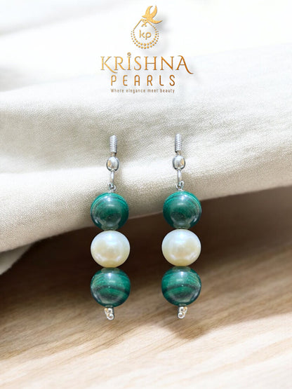 Beautiful Malachite & Pearls Necklace Set Detachable Locket Multi Wear