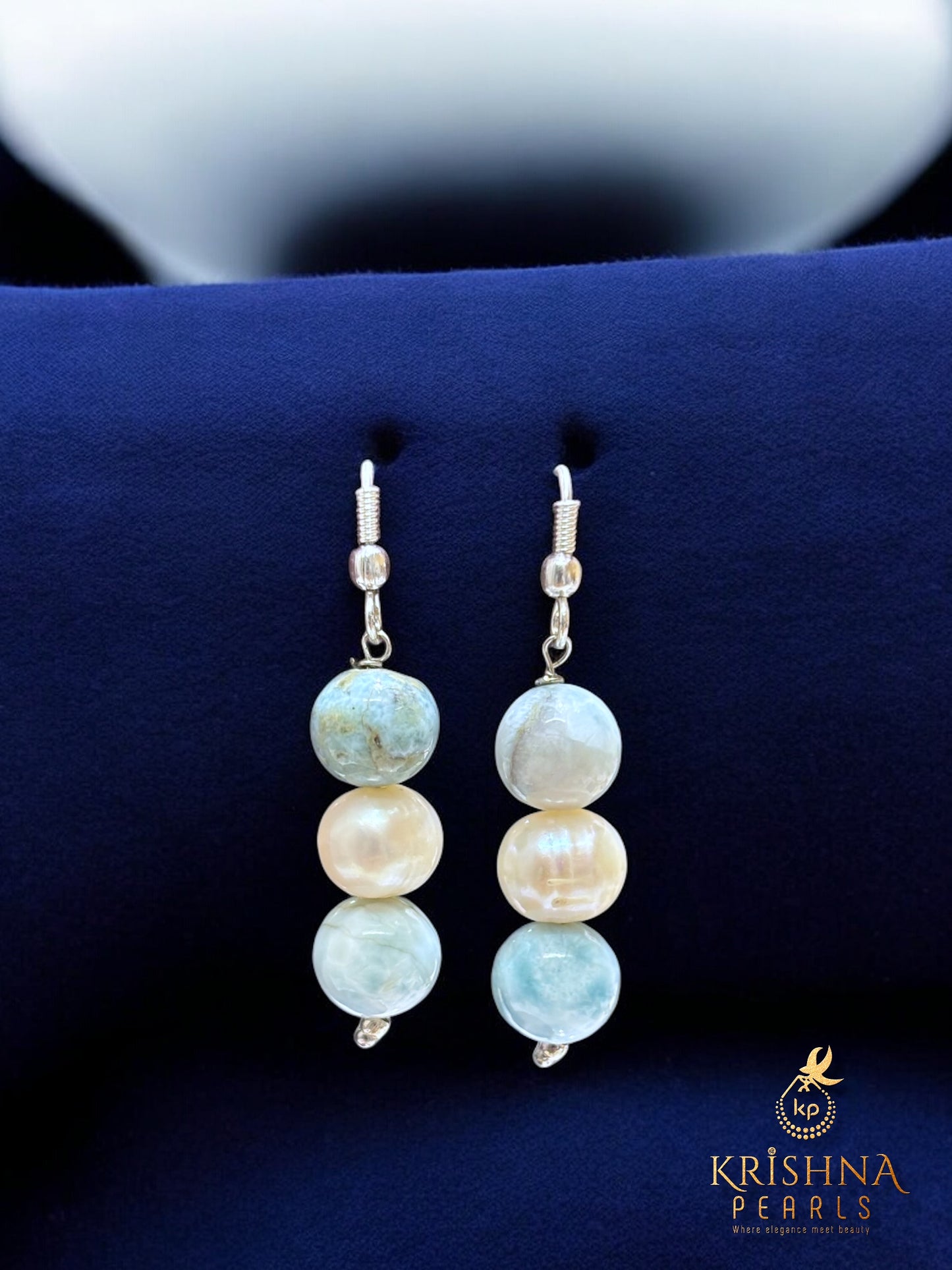 Adorable Larimar & Pearls Necklace Set