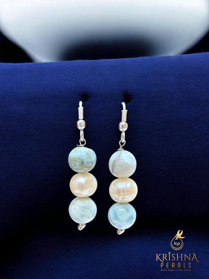 Adorable Larimar & Pearls Necklace Set