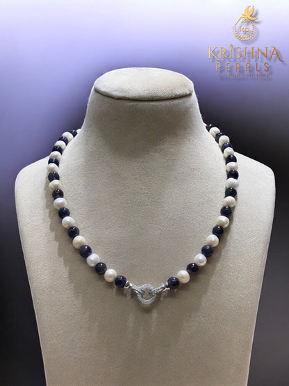 Beautiful Amethyst & Pearls Necklace Set Detachable Locket