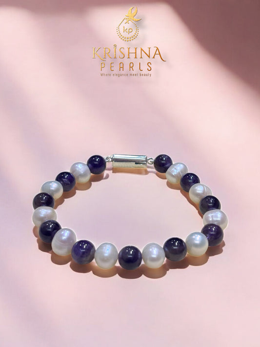 Beautiful Amethyst & Pearls Bracelet