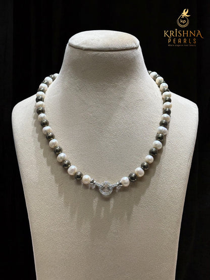 Buy Original Pyrite Stone & Pearl Drop Necklace Set