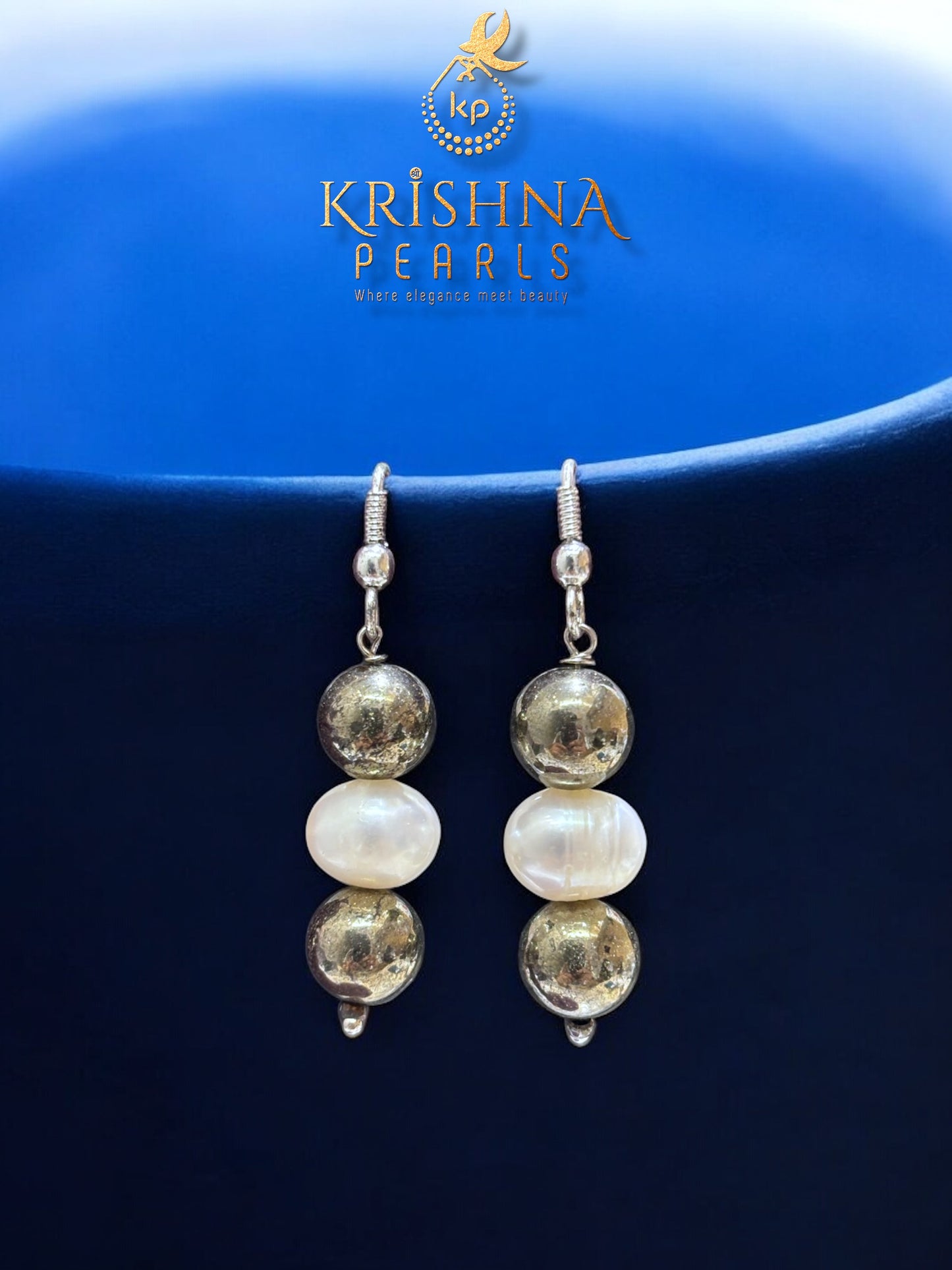 Buy Original Pyrite Stone & Pearl Drop Necklace Set