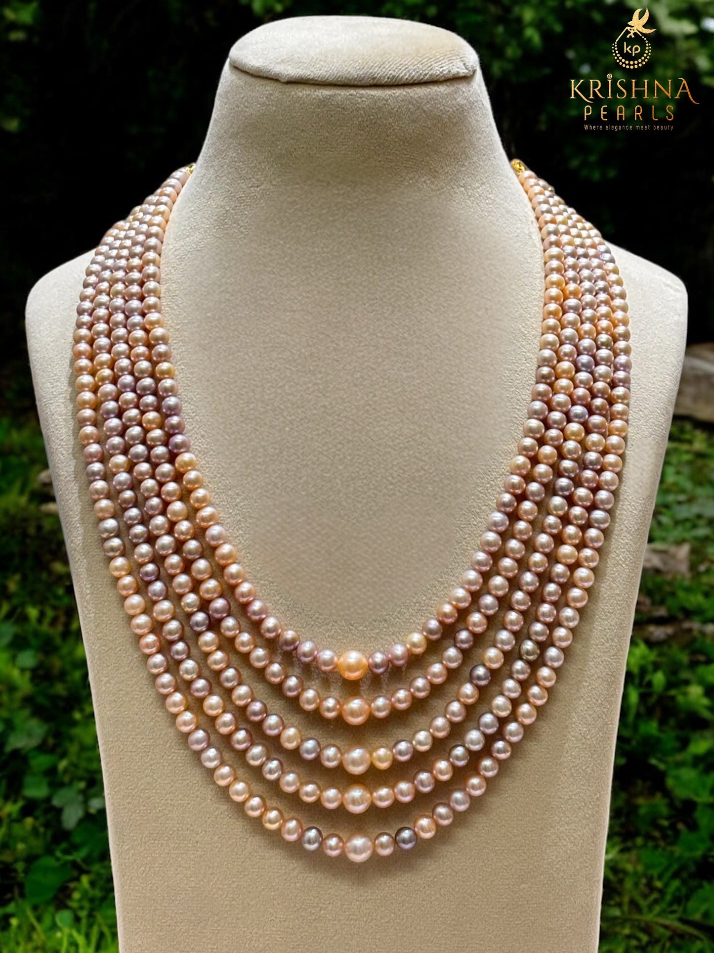Exclusive 5 Layers Multicolour Round Pearls Necklace AAA+ Grade
