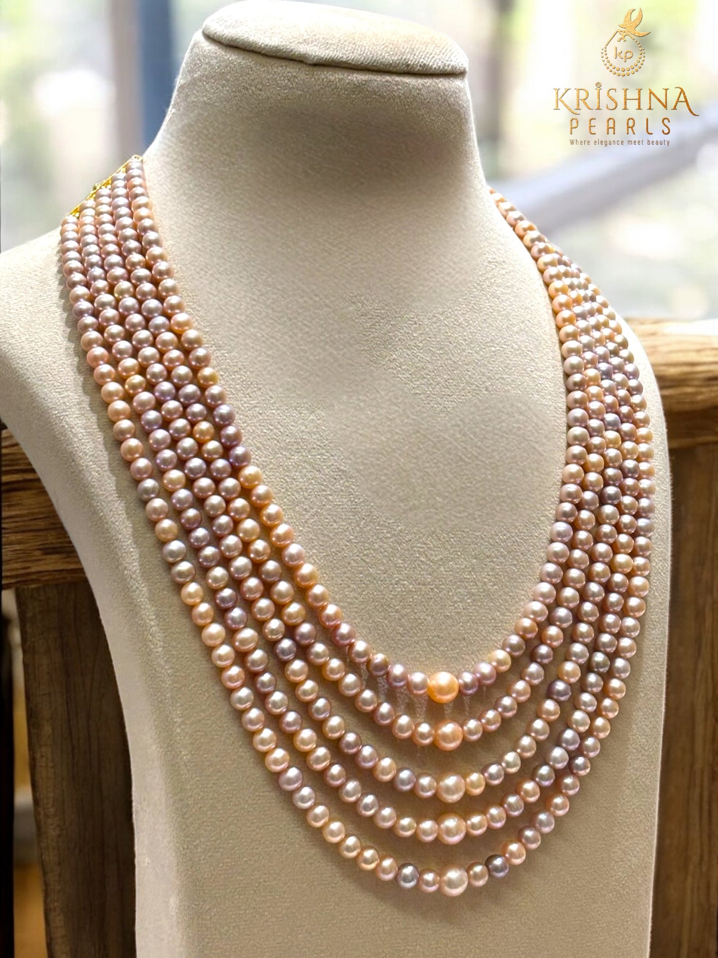 Exclusive 5 Layers Multicolour Round Pearls Necklace AAA+ Grade