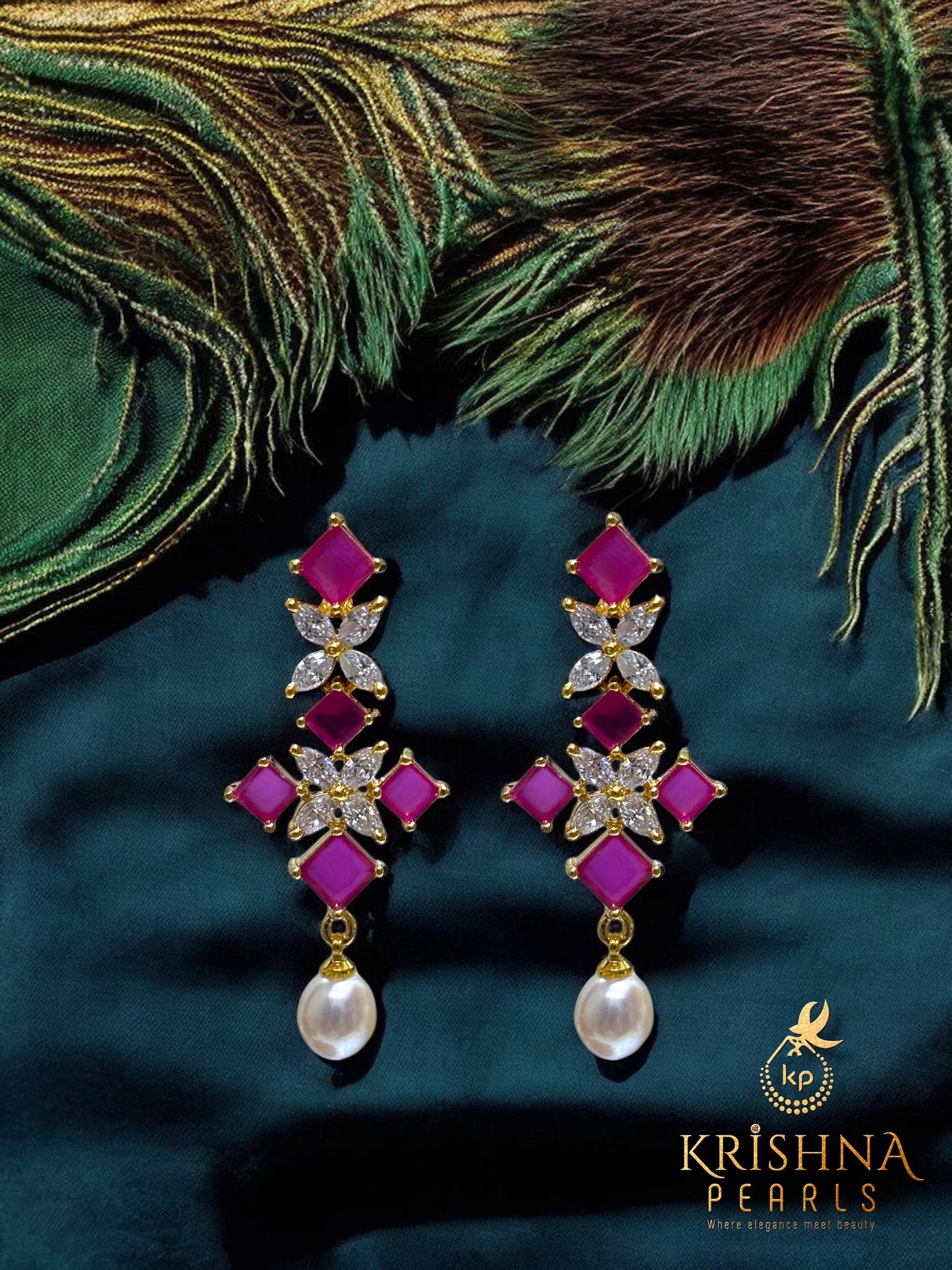 Royal Ruby Button Pearl Necklace Set