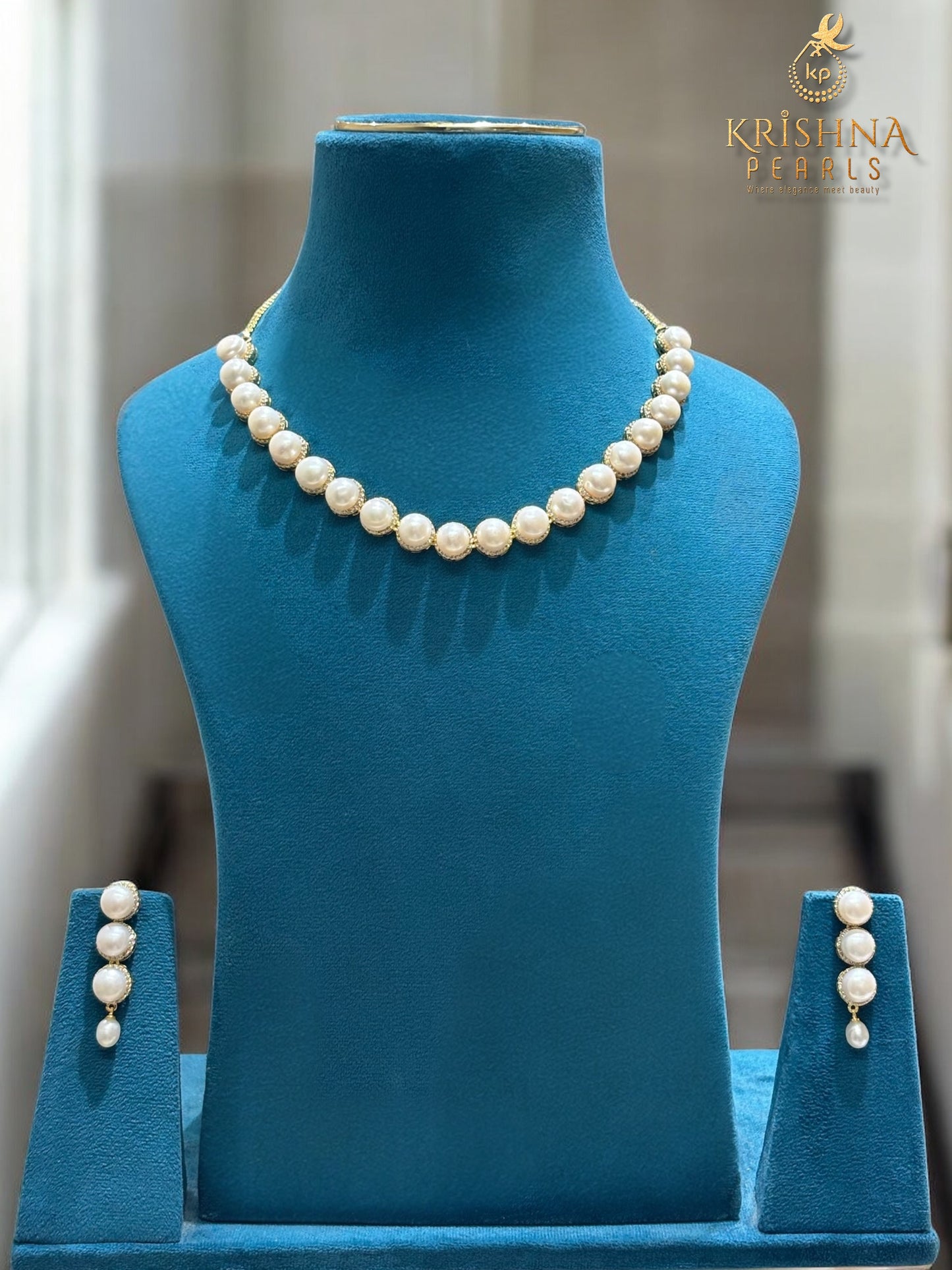 Finger Ring Pearls Necklace Set