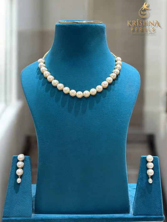 Finger Ring Pearls Necklace Set