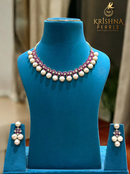Imperial Ruby & Big Pearls Necklace Set