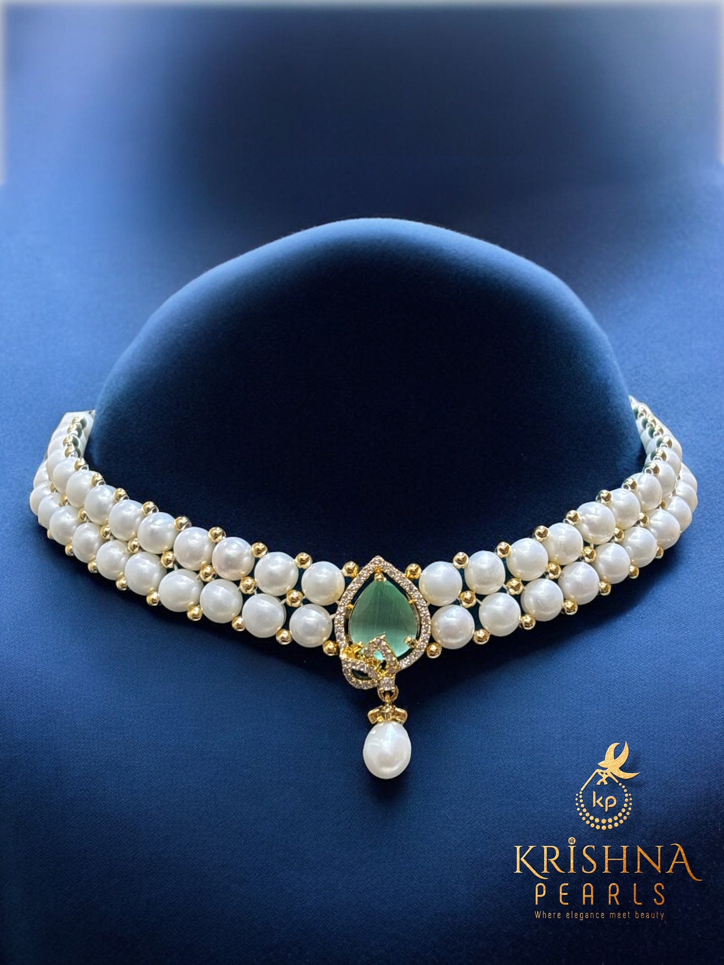 Pearls & Mint Green Choker Set