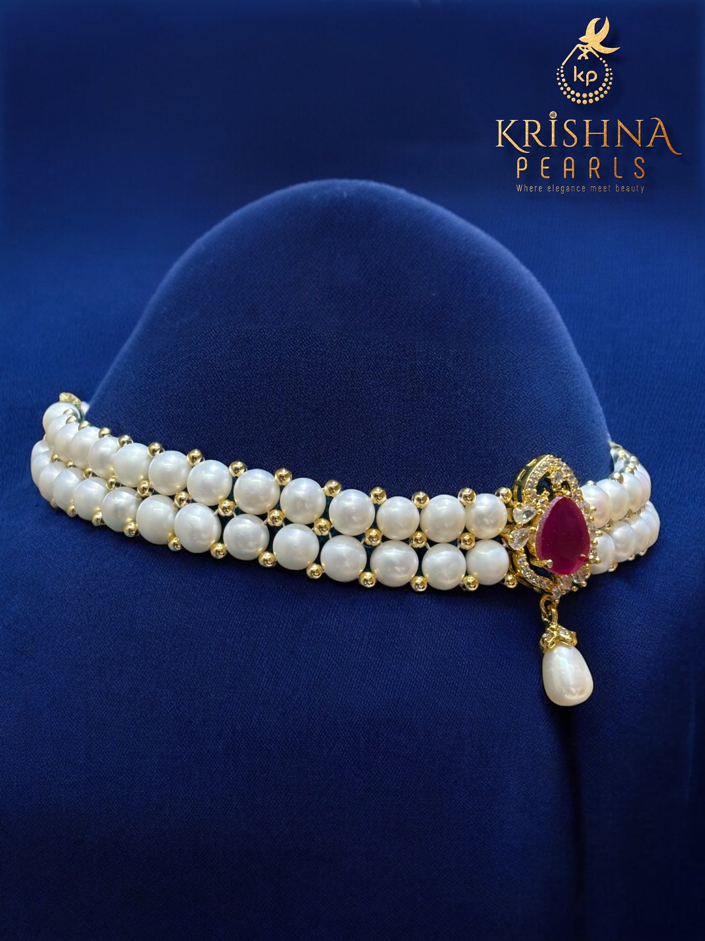 Adorable Ruby & Pearl Choker Set