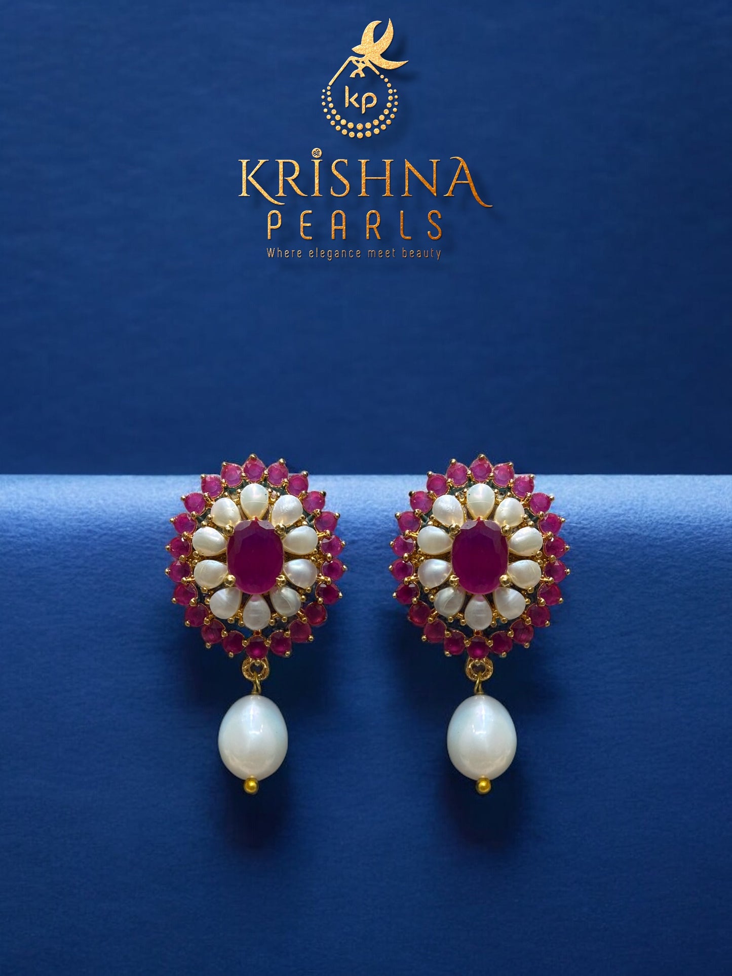 Royal Ruby & Pearls Studded Pearls Necklace Set