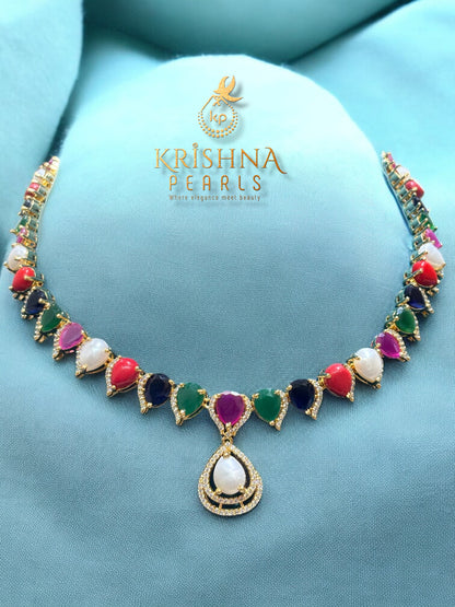 Royal Spectrum Pearl Teardrop Necklace Set