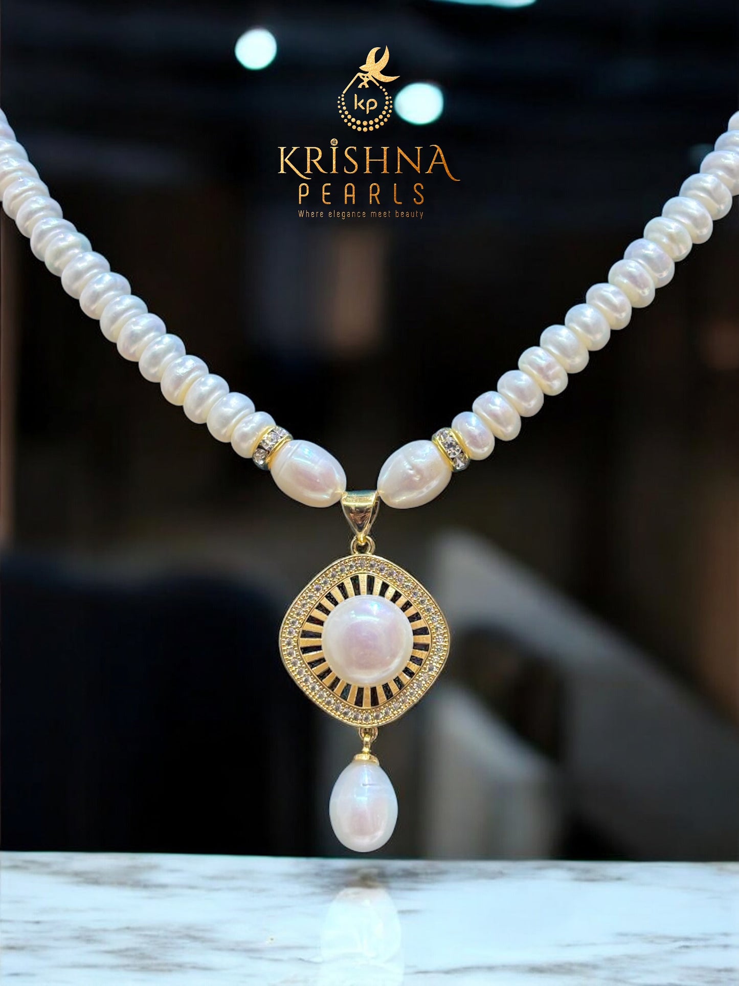 Golden Solar Pearl Harmony Necklace Set