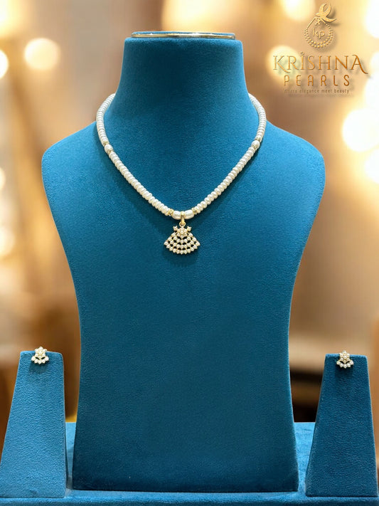 Designer Single Line Pearls Necklace  Set