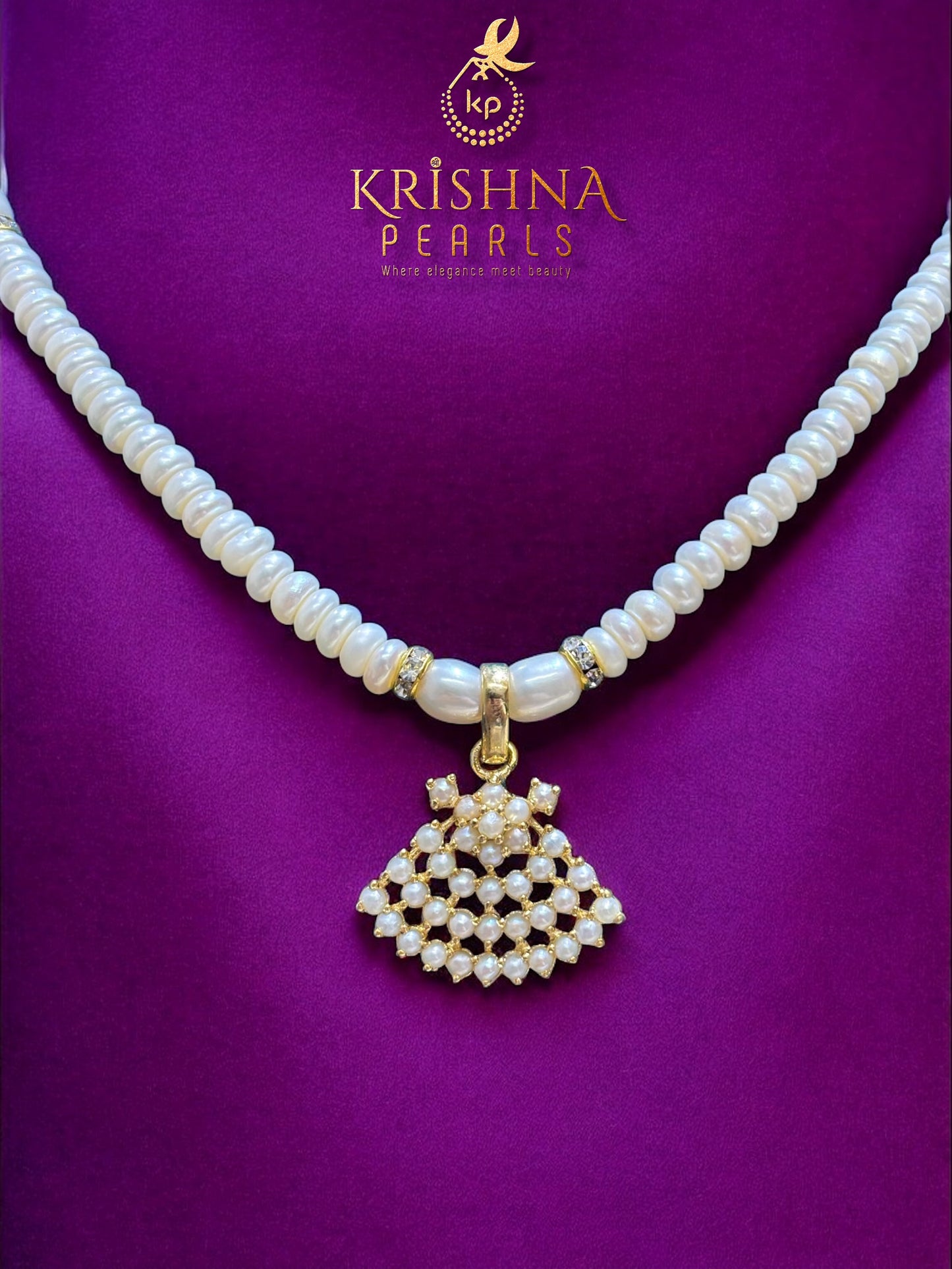 Designer Single Line Pearls Necklace  Set