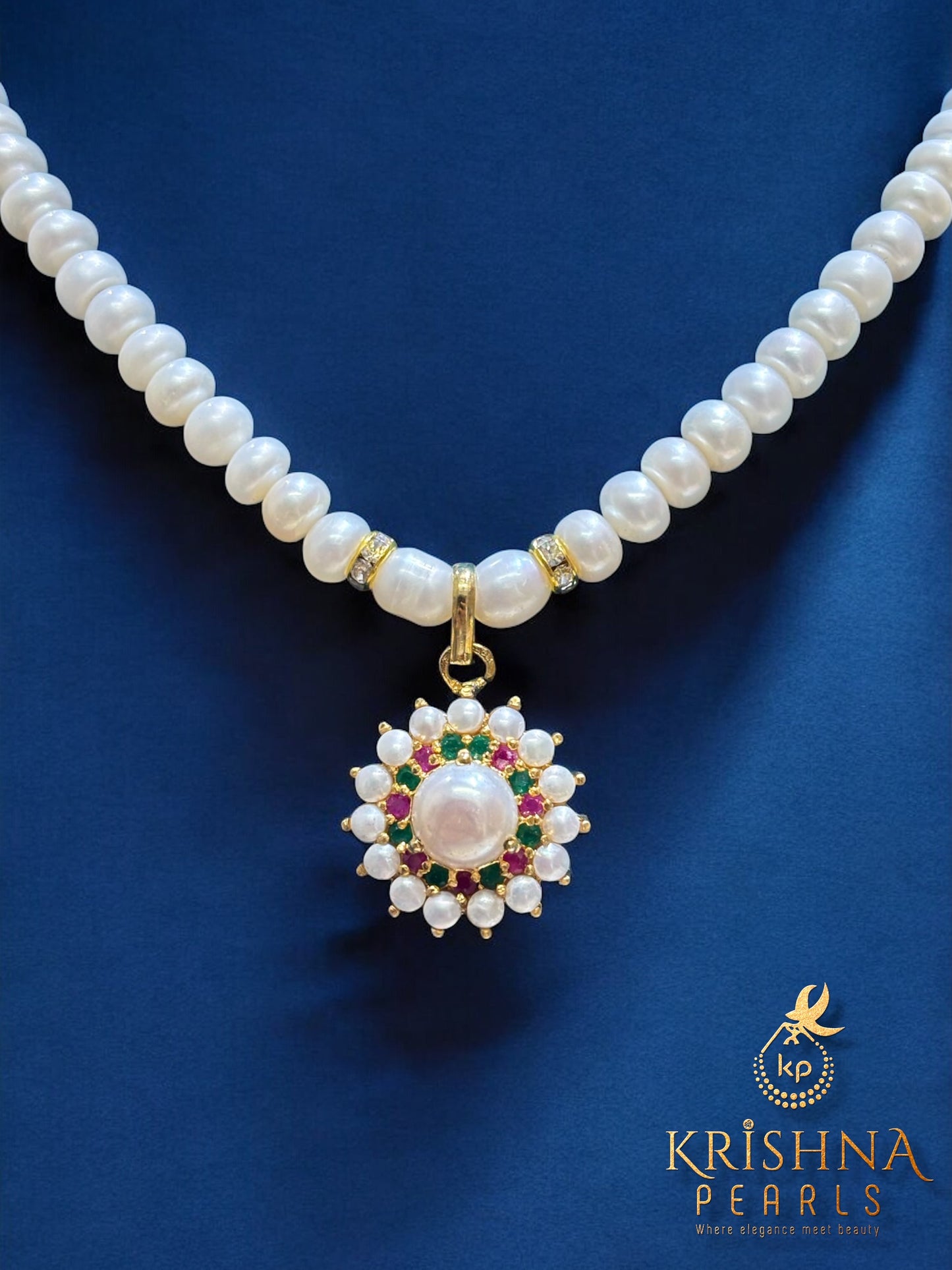 Ruby & Emerald Pearls Studded Necklace Set