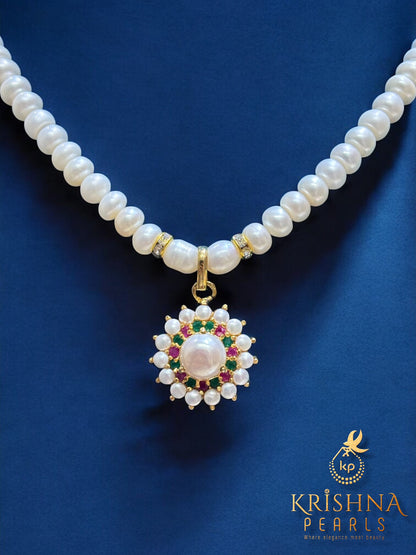 Ruby & Emerald Pearls Studded Necklace Set