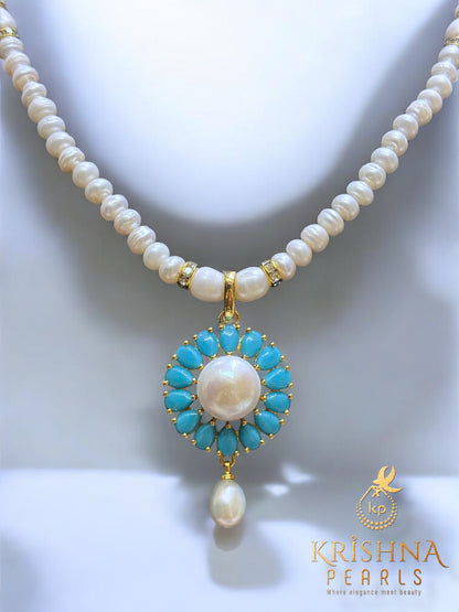 Turquoise Pearl Necklace Set