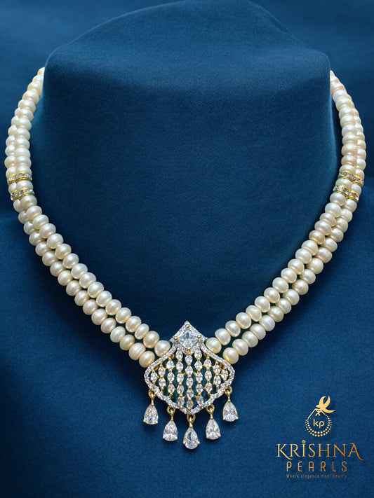 Adorable Diamond Studded Pearls Choker Set