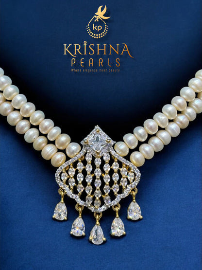 Adorable Diamond Studded Pearls Choker Set