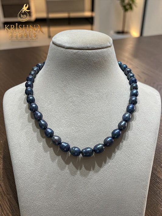 Black Multishades Oval Pearls Necklace