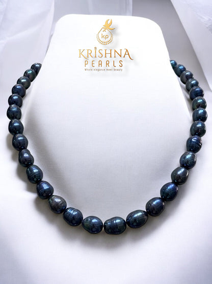 Black Multishades Oval Pearls Necklace