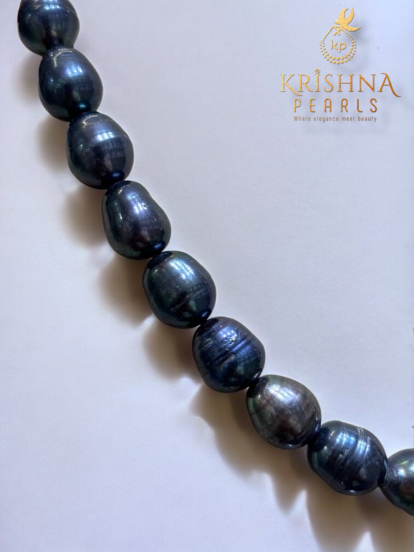 Black Multishades Oval Pearls Necklace