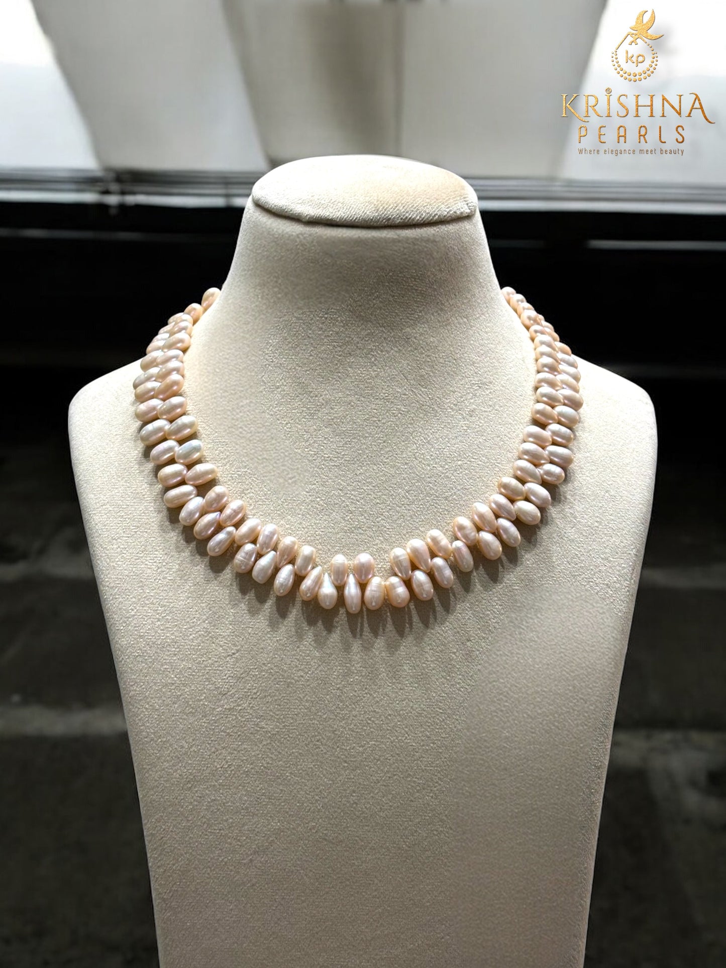 Twin Rows Pink Pearls Necklace