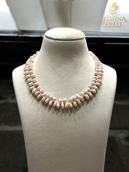 Twin Rows Pink Pearls Necklace