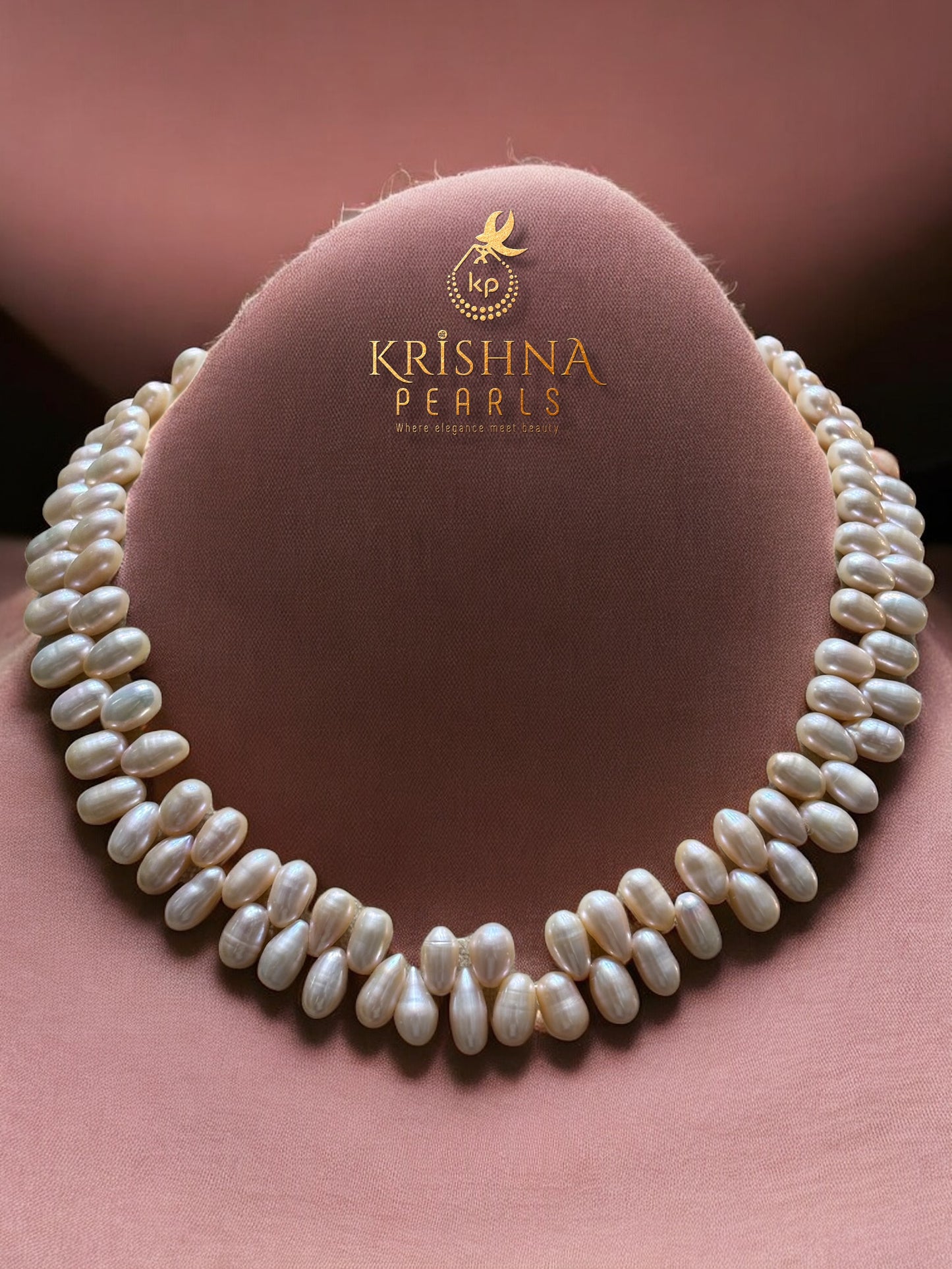 Twin Rows Pink Pearls Necklace