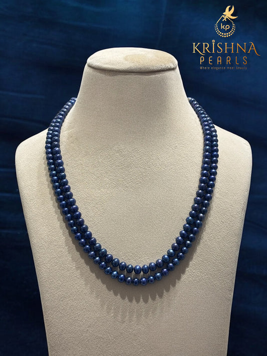 Beautiful Black & Peacock Shade Double Layer Pearls Necklace